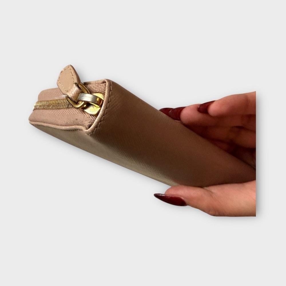 AUTHENTIC Prada Saffiano Fiocco Bow Zip Around Wallet in Cammeo (Beige) - Picture 10 of 13